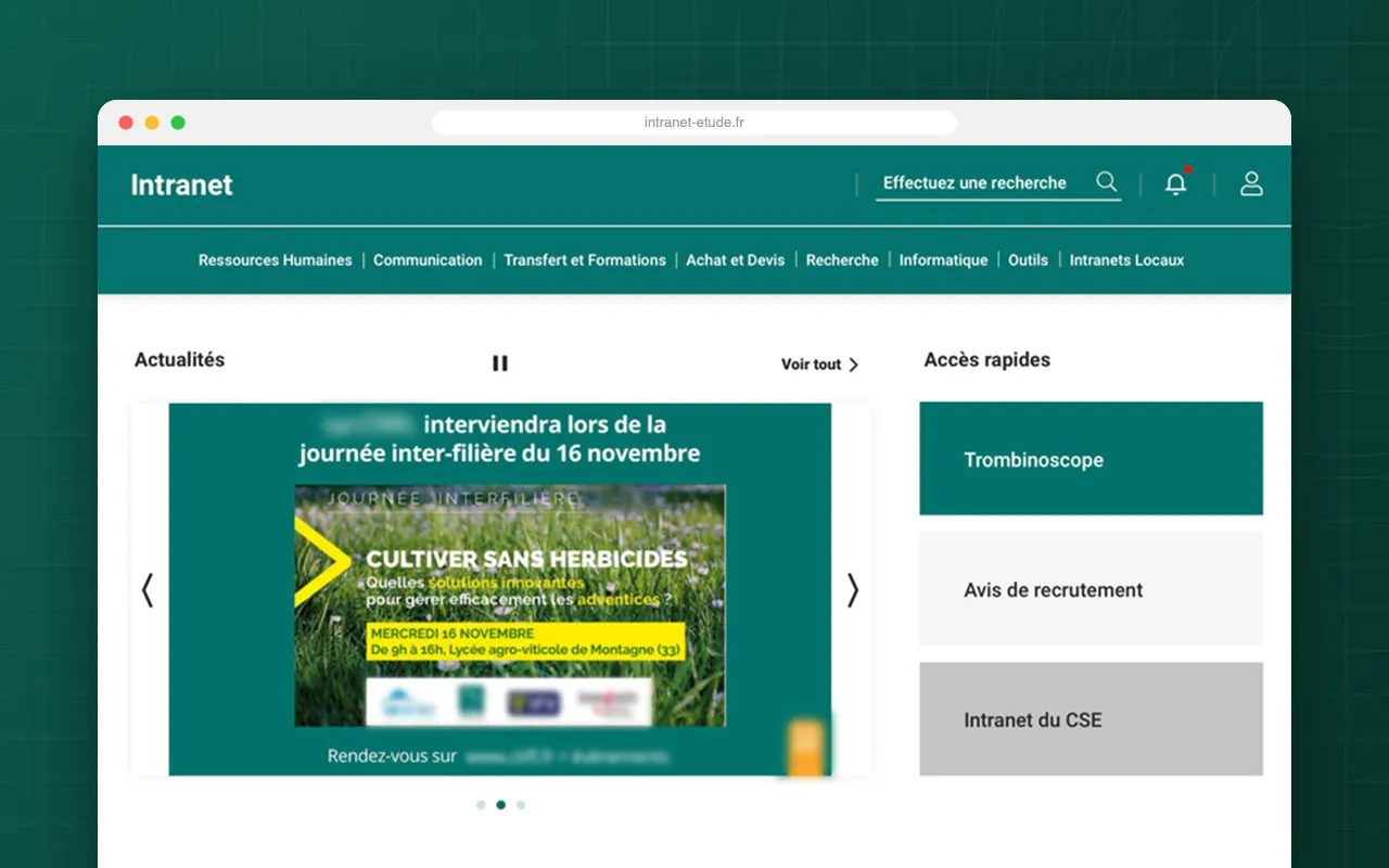 Aperçu du projet — intranet d'entreprise