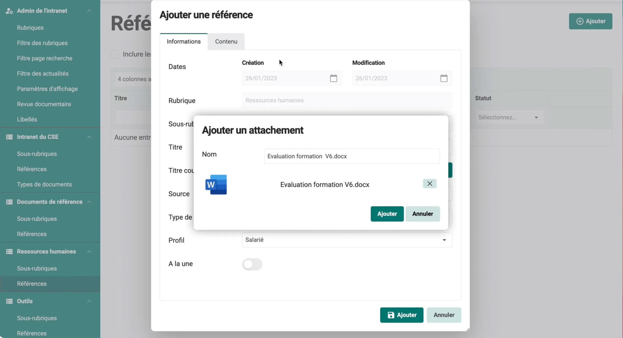 Le back-office de gestion des contenus